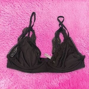Aerie Black Unlined Lace Detailed Bralette